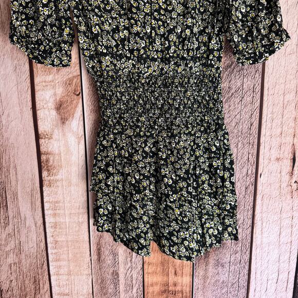 AQUA Floral Smocked Puff Sleeve Daisy Mini Dress Medium Casual Versatile NWT - Picture 6 of 9